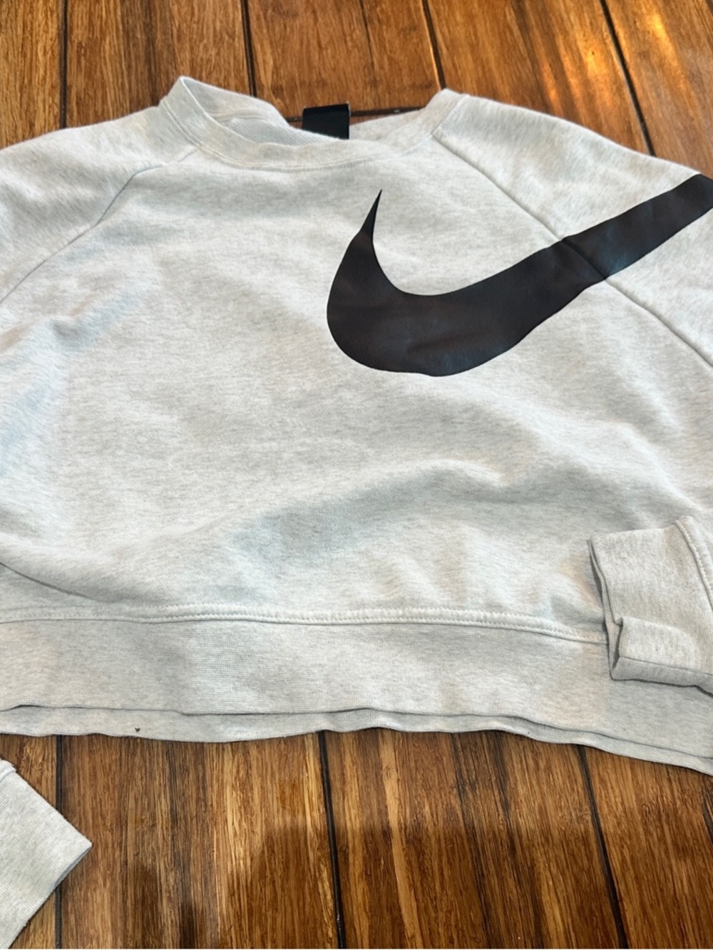 Nike Light Gray Dri-FIT Crewneck with Black Swoosh cropped medium